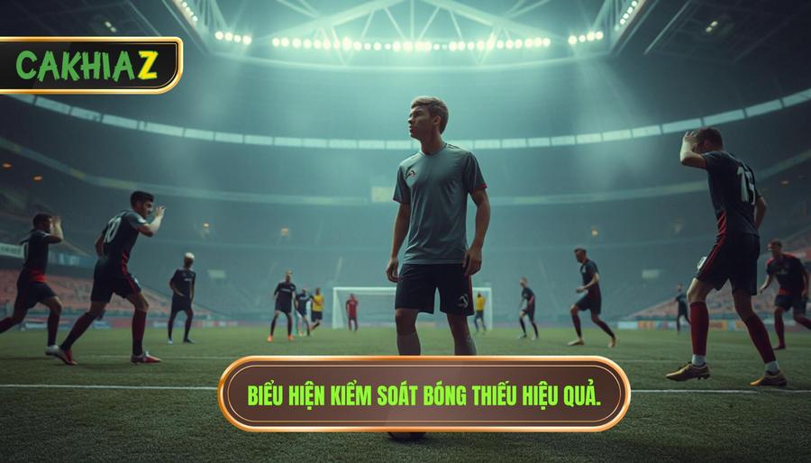  Biểu hiện kiểm soát bóng thiếu hiệu quả.
